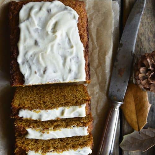 Gluten Free Pumpkin Bread Recipe on Wooden Table