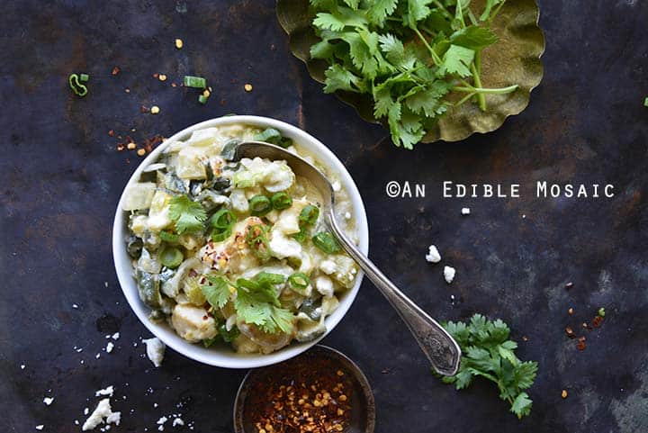 Close Up of Low Carb Cheesy Poblano Chicken Casserole