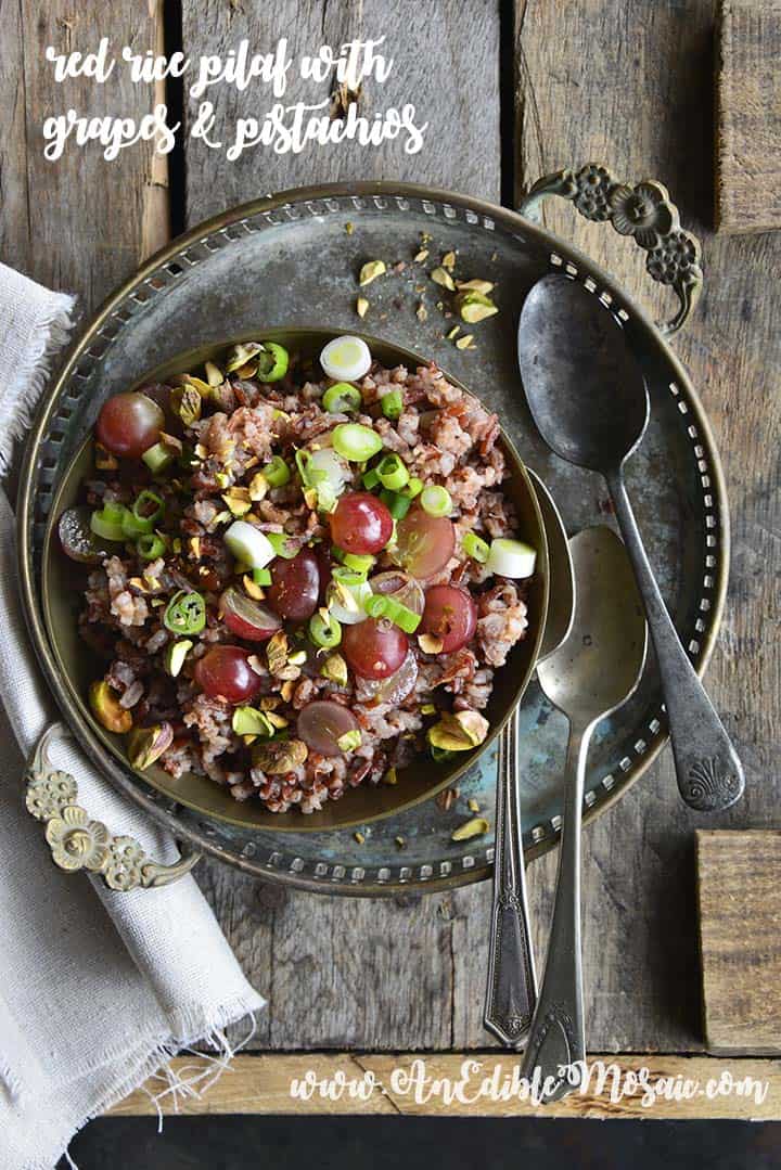 Red Rice Recipe with Grapes and Pistachios with Description