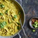 Overhead View of Low Carb Indian Chicken Korma with Rotisserie Chicken