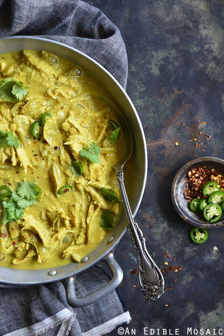 Overhead View of Low Carb Indian Chicken Korma with Rotisserie Chicken