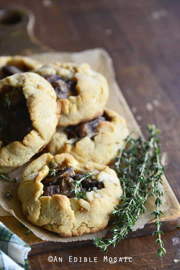 Front View of Low Carb Savory Tart Recipe with Mushrooms, Manchego, and Thyme