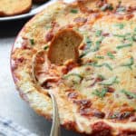 Pizza Dip in Round Dish on Silver Tray