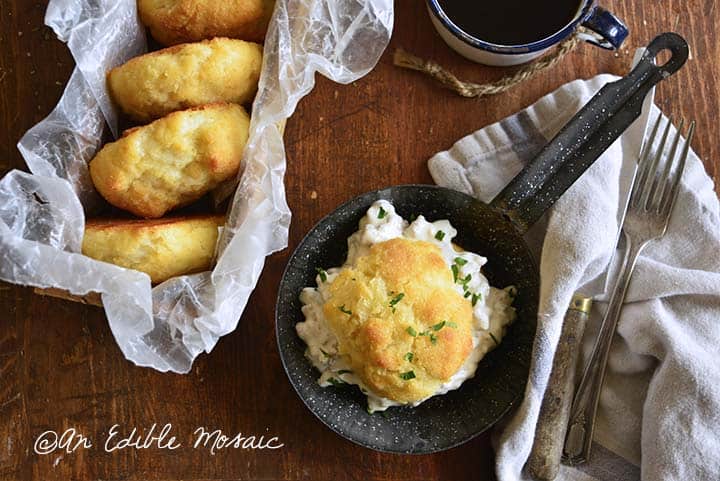 Low Carb Biscuits and Sausage Gravy in Small Frying Pan