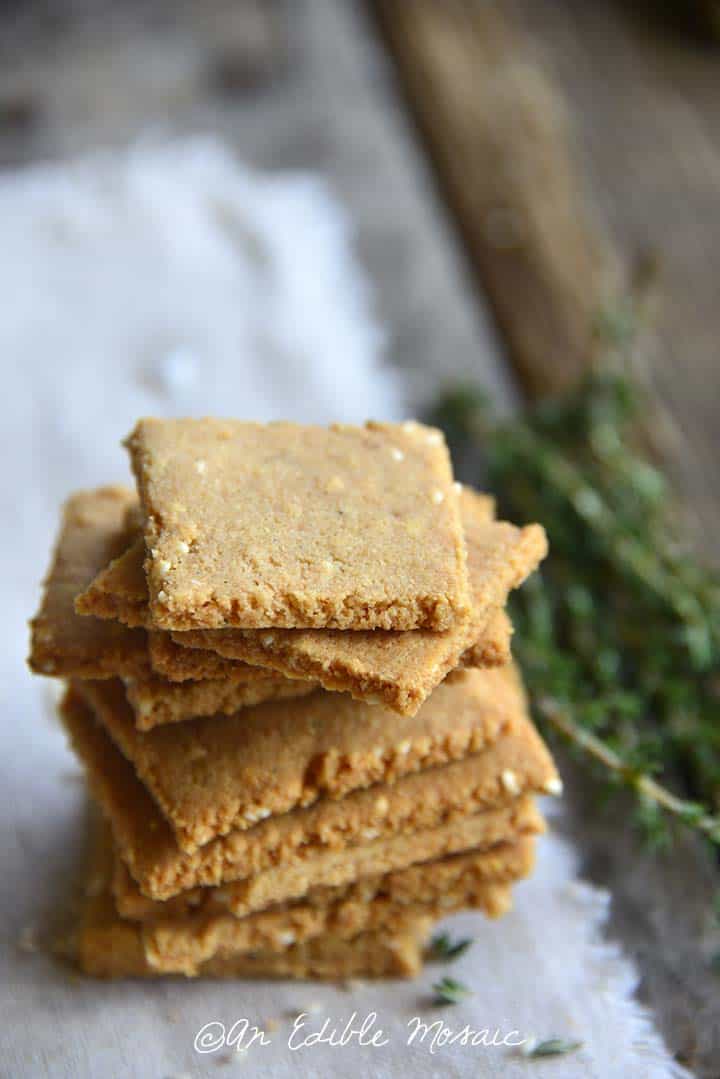 Low Carb Butter Crackers Recipe Front View with Crackers Stacked