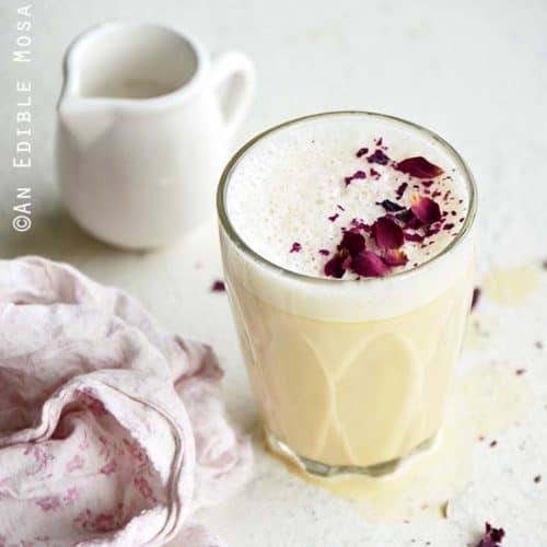 Rose Tea Latte with Vanilla Rooibos and Small Jug of Milk