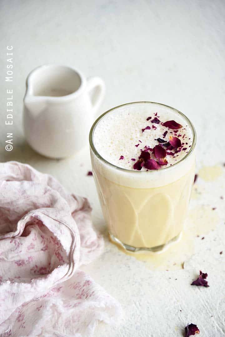 Rose Tea Latte with Vanilla Rooibos and Small Jug of Milk