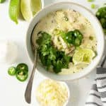 White Chicken Chili with Various Toppings