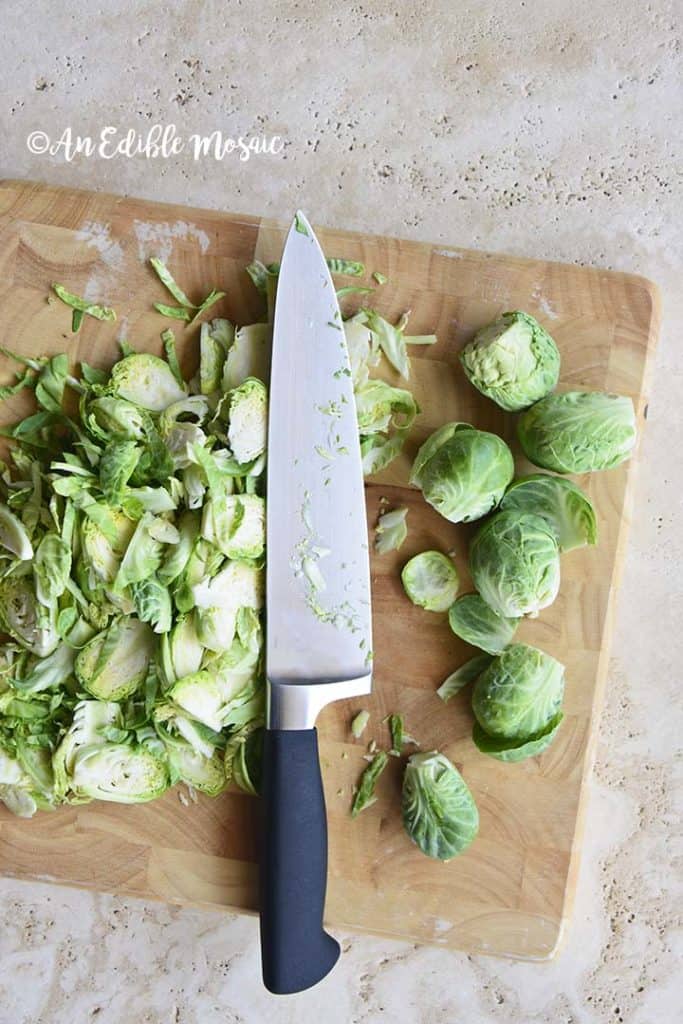 Brussels Sprouts on Cutting Board with Knife