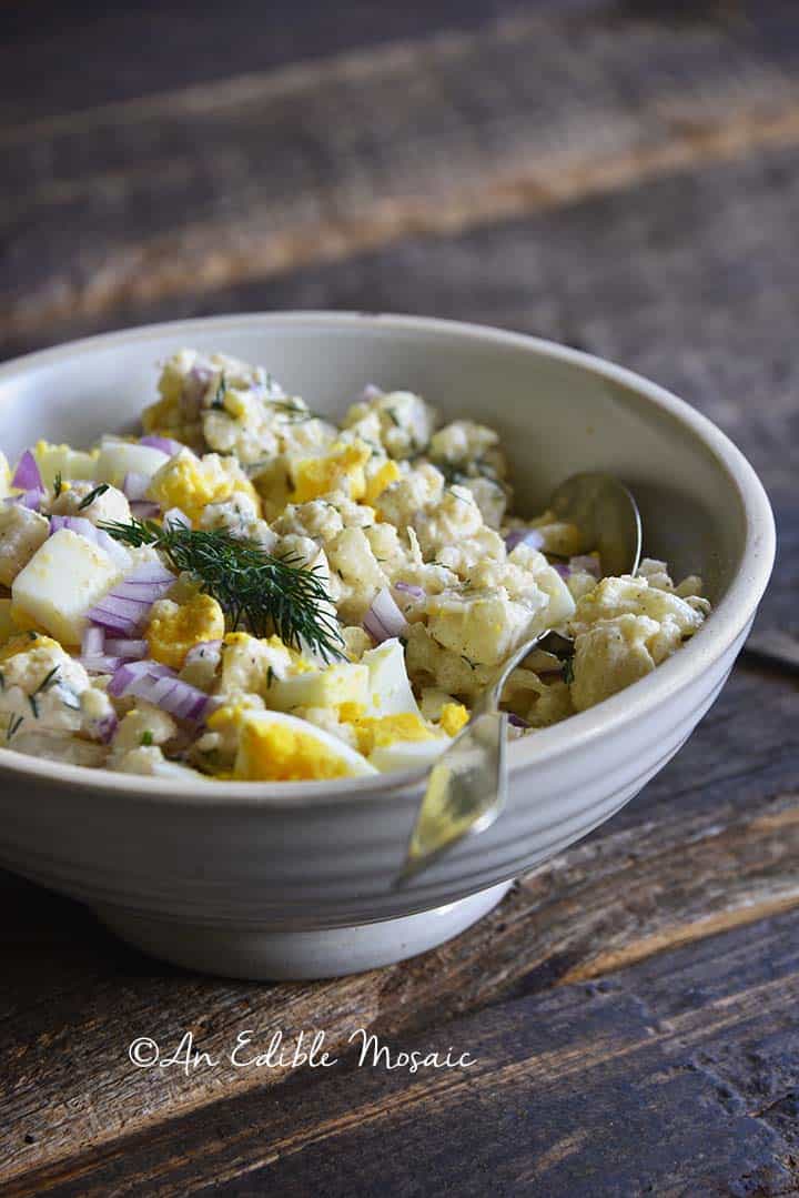 Front View of Low Carb Cauliflower Potato Salad