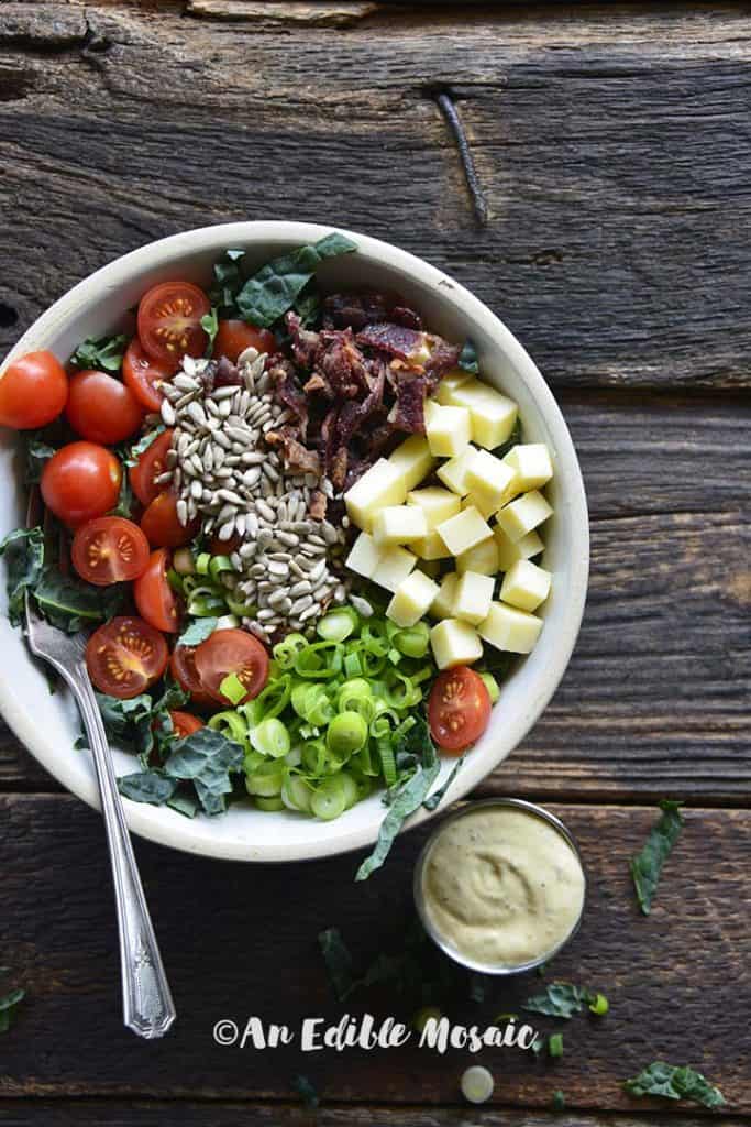 Chopped Kale Salad with Honey Mustard Dressing on the Side