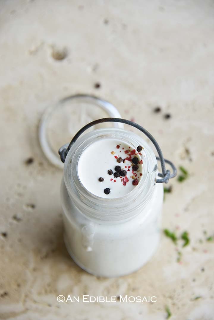 Parmesan Peppercorn Dressing with Peppercorns on Top