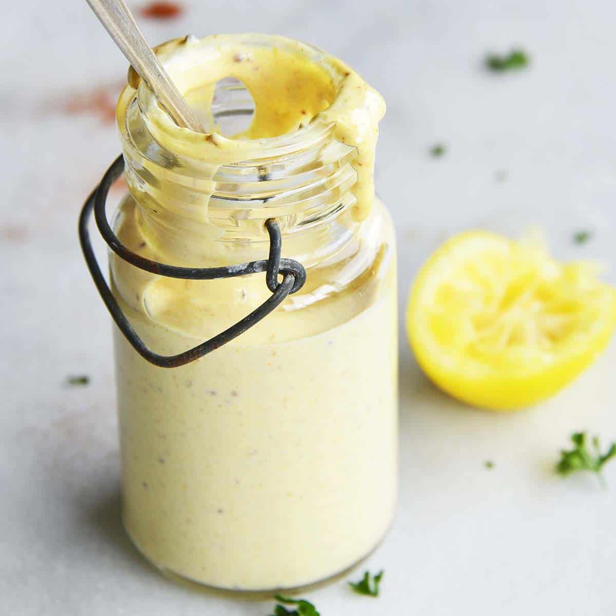 5 minute honey mustard dressing recipe featured image