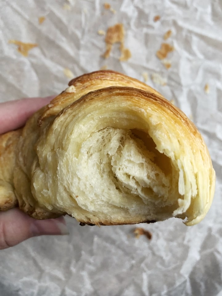 Inside of a Croissant Naturel on Parchment Paper