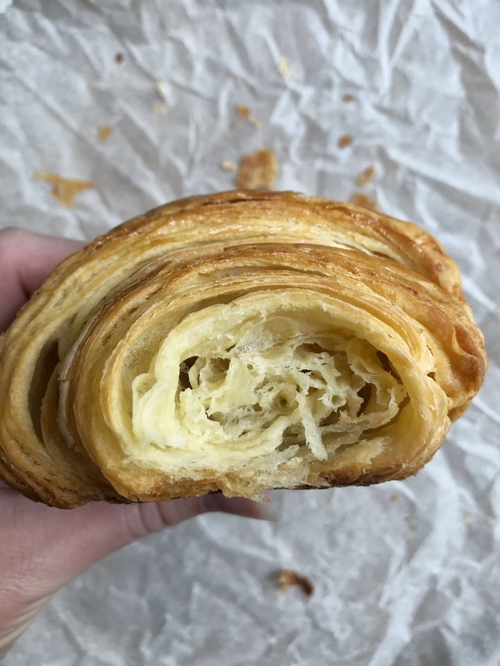 Inside of an All-Butter Croissant on White Parchment Paper