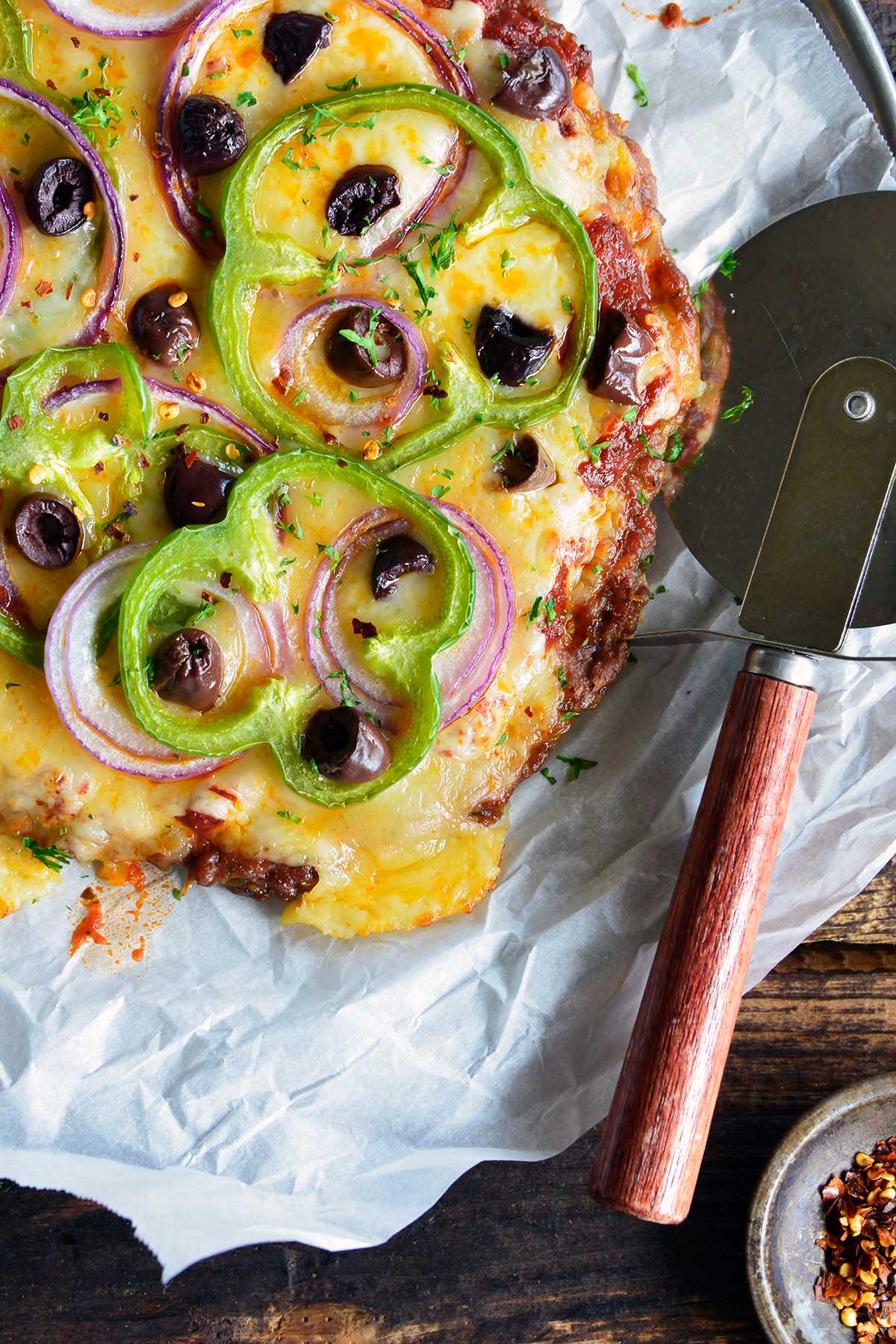 low carb ground meat crust meatza pizza