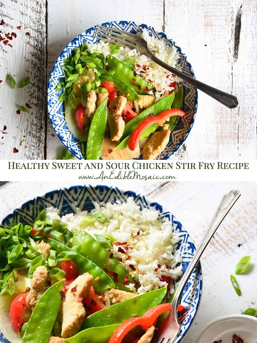 Healthy Sweet and Sour Chicken Stir Fry Recipe Pinnable Image