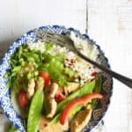 keto sweet and sour chicken stir fry bowl featured image
