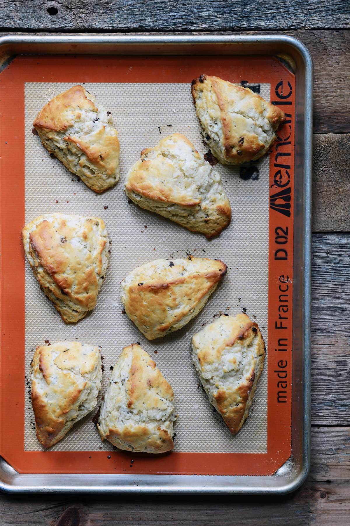 Christmas morning scones on silpat liner on baking tray