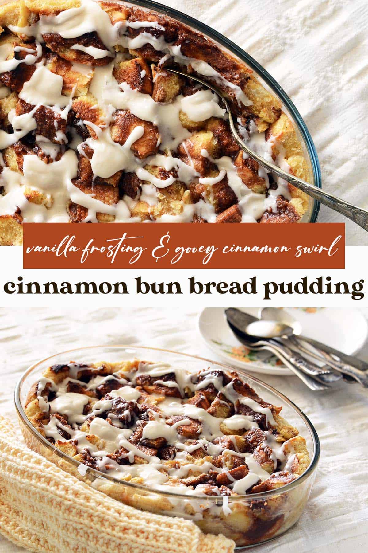 cinnamon bun bread pudding recipe pin