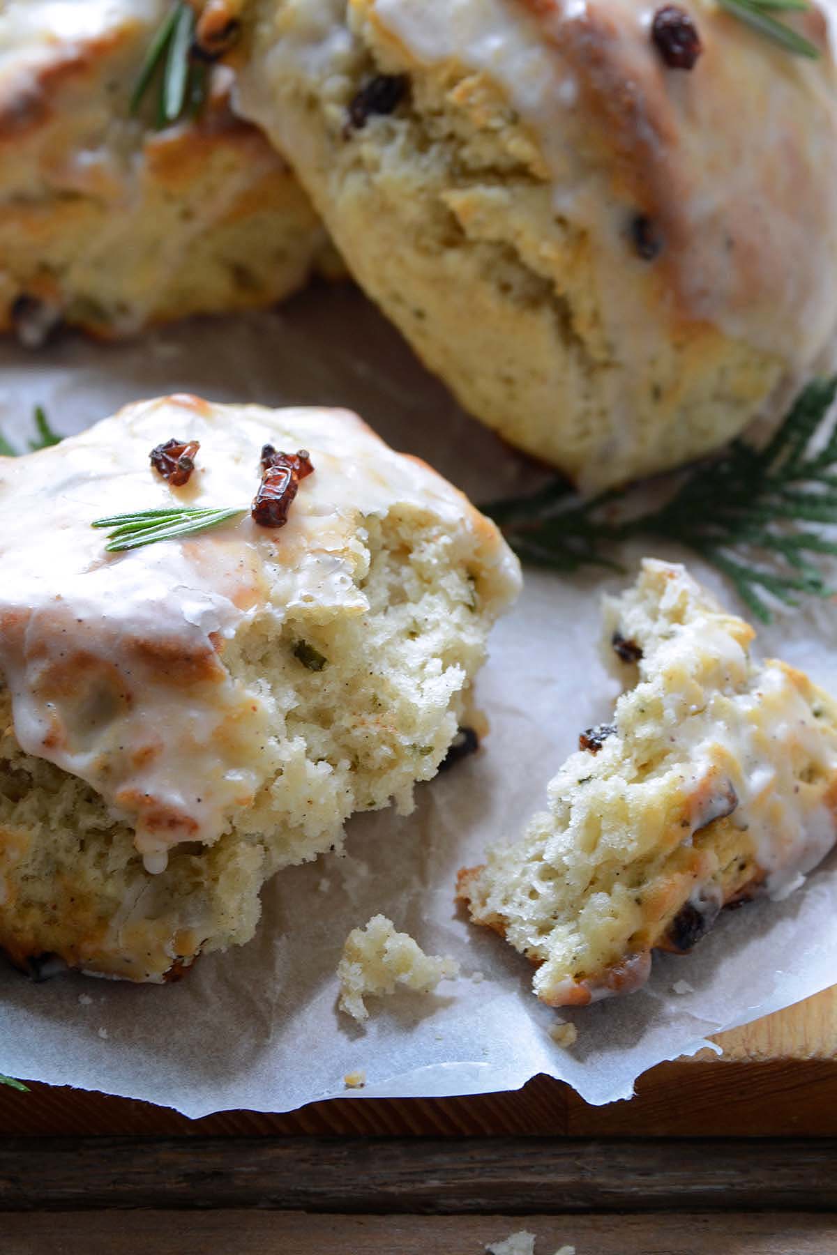 close up of flurry holiday scones