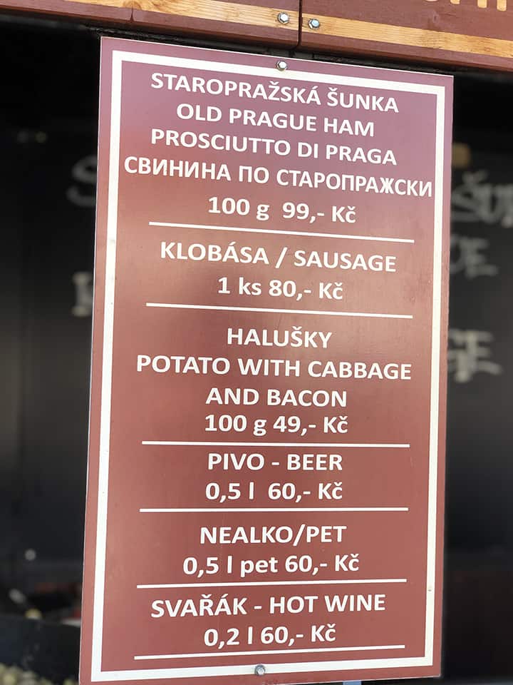 Food Menu Board in Prague