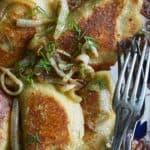 Close Up Top View of Golden and Crispy Keto Pierogies