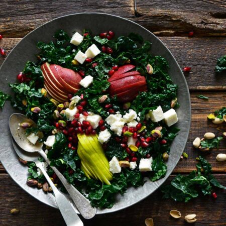 pomegranate kale winter salad recipe featured image