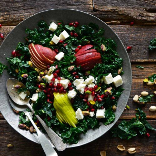 pomegranate kale winter salad recipe featured image