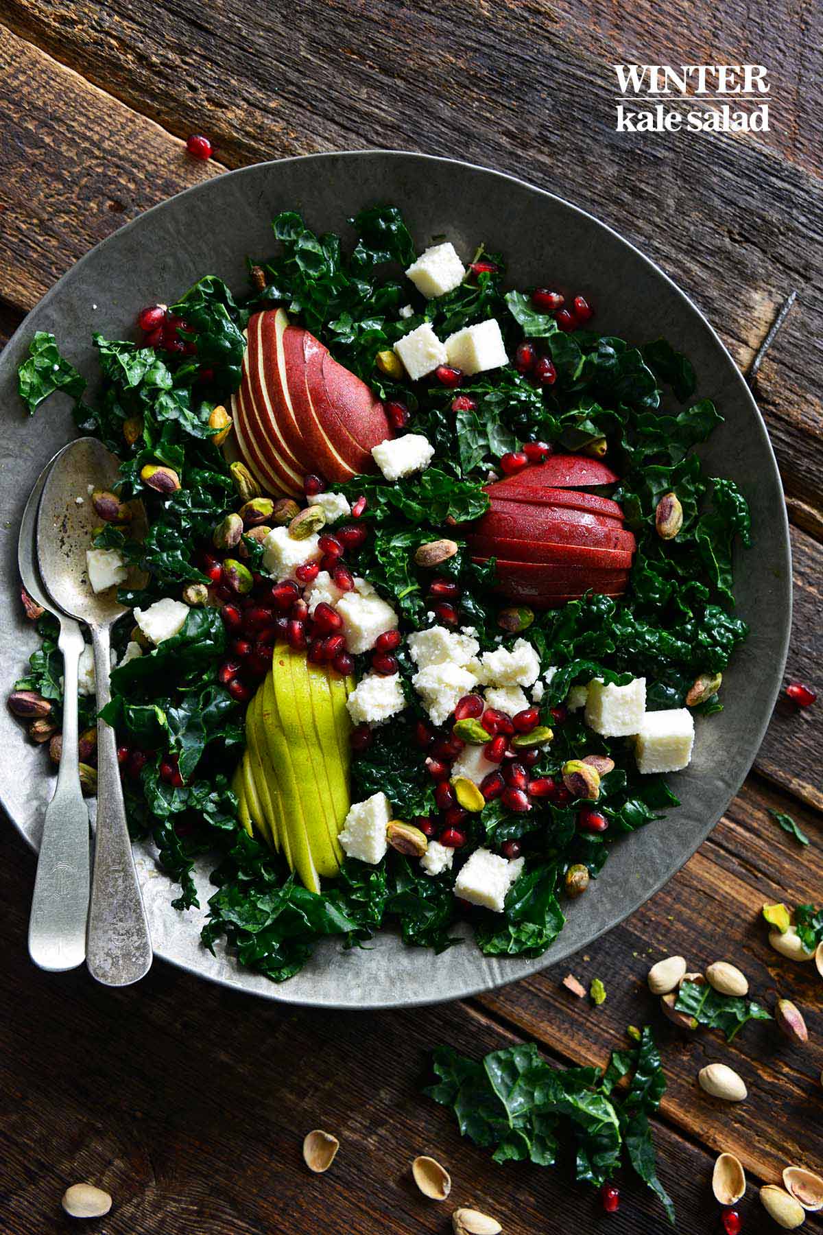 winter kale salad recipe pin