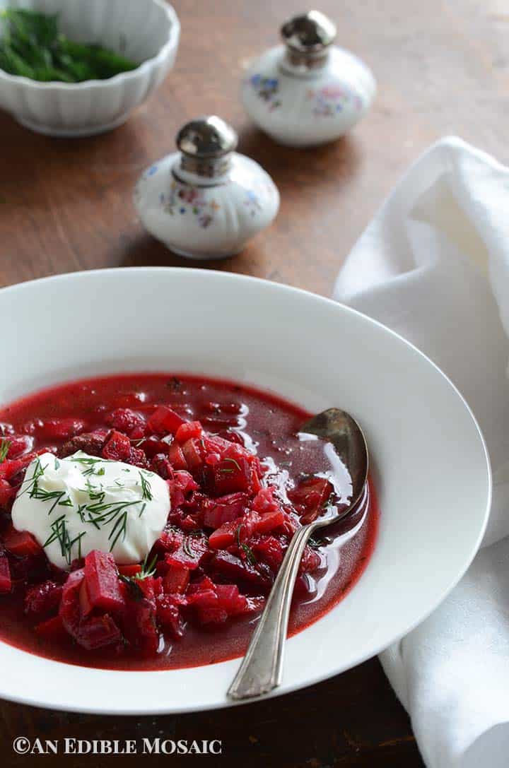 Traditional Borscht Soup with Meat