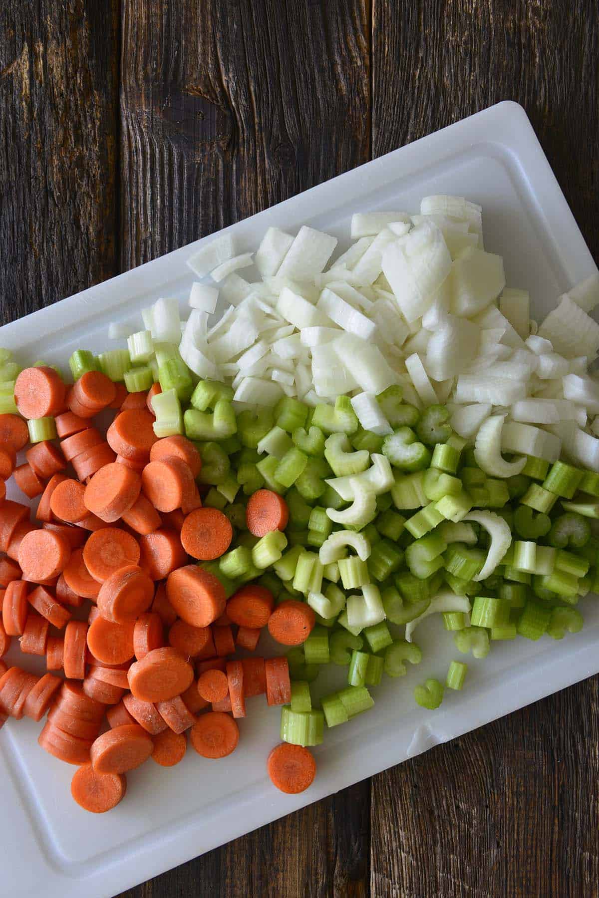 chopped vegetables for soup