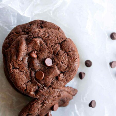 double chocolate chip cookies recipe featured image