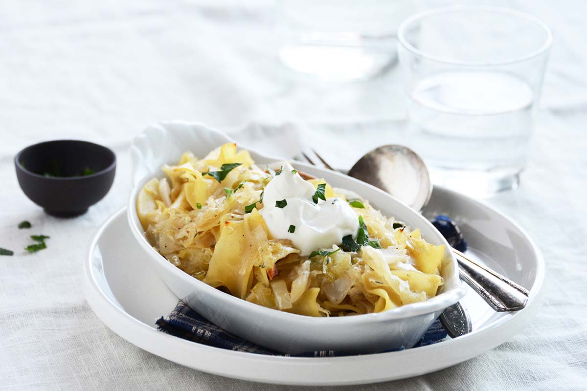 lazy man perogies with egg noodles