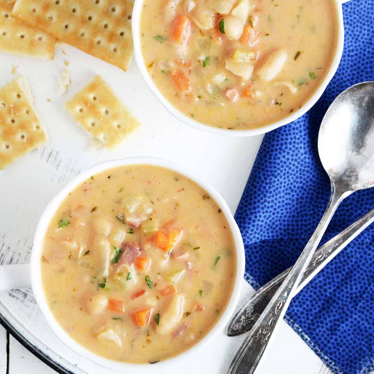 Crock Pot French Onion Soup {with White Beans} - The Busy Baker