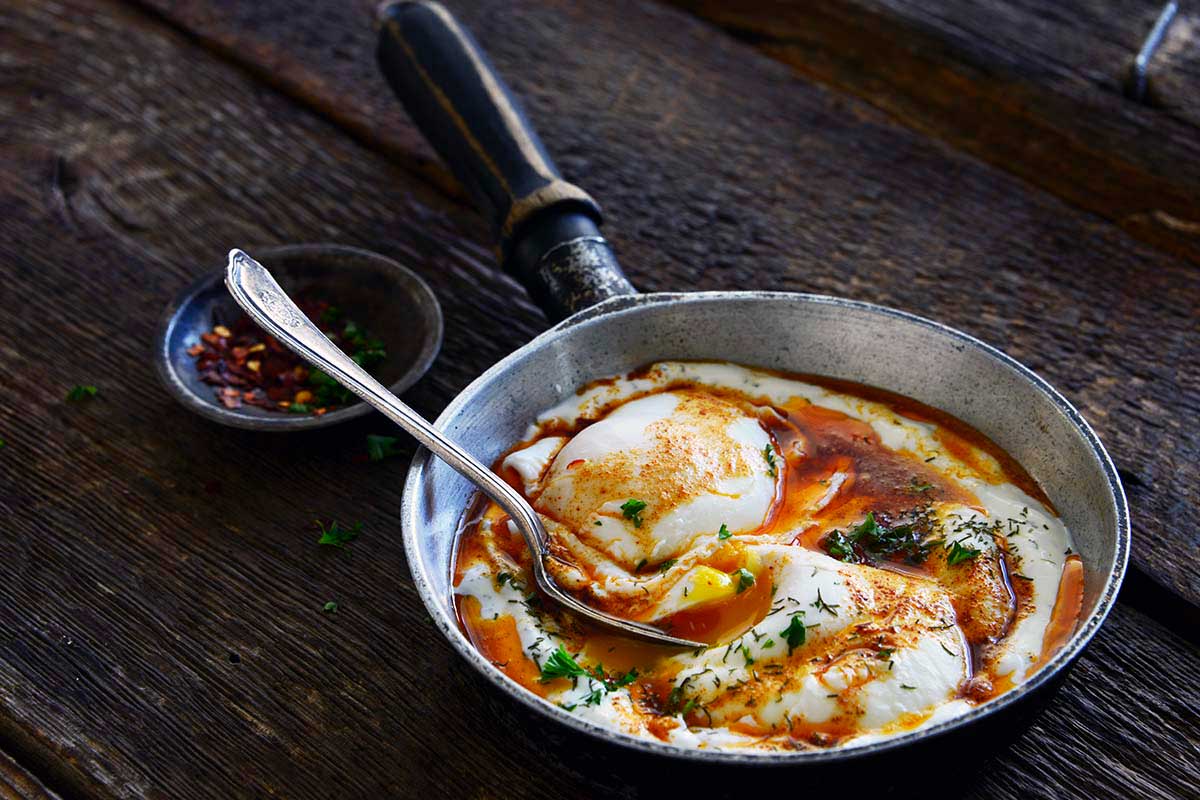Cilbir Turkish eggs with garlicky yogurt
