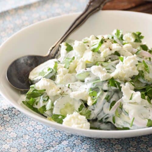 creamy cucumber salad featured image