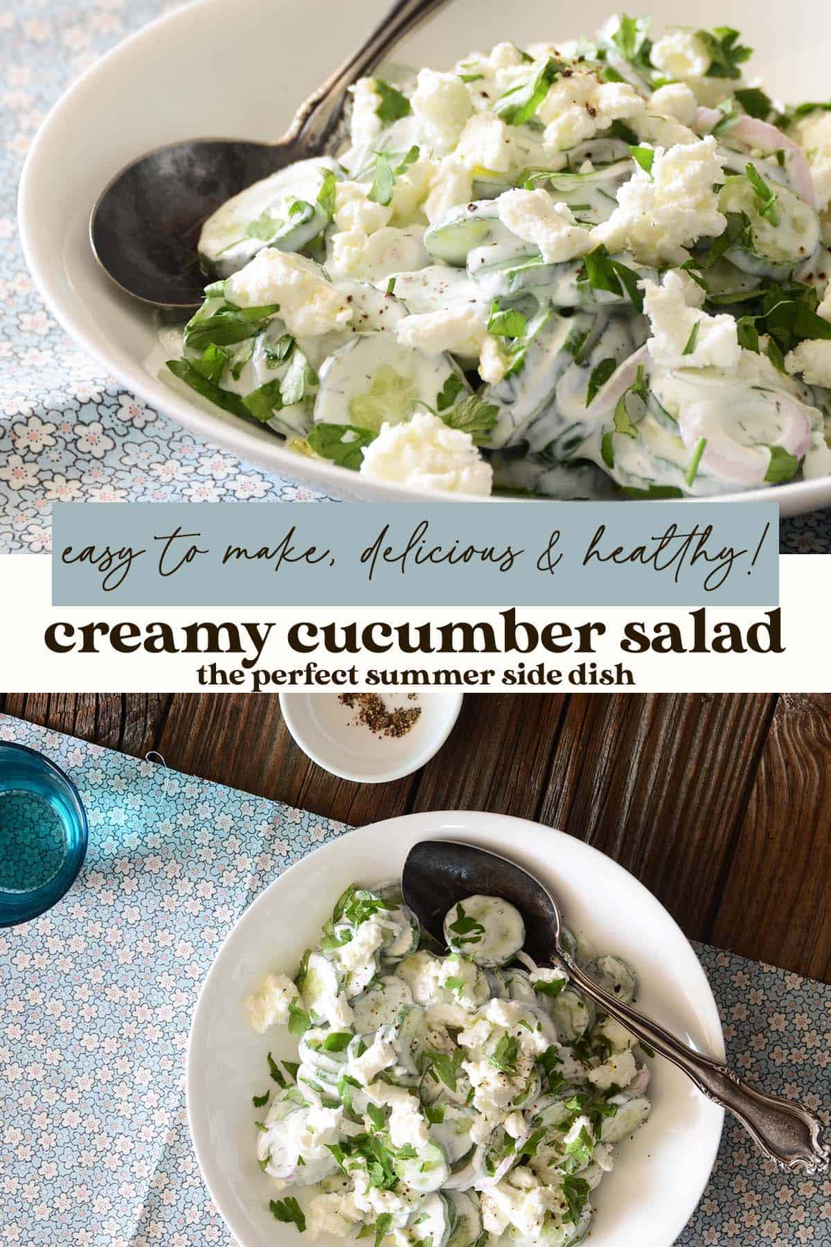 creamy cucumber salad recipe pin