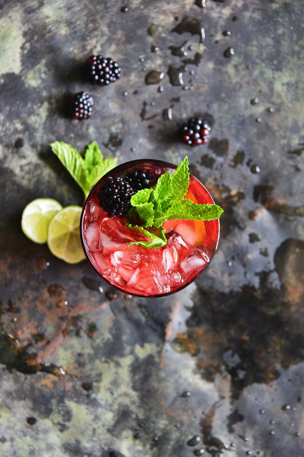 top view of homemade mock loganberry drink