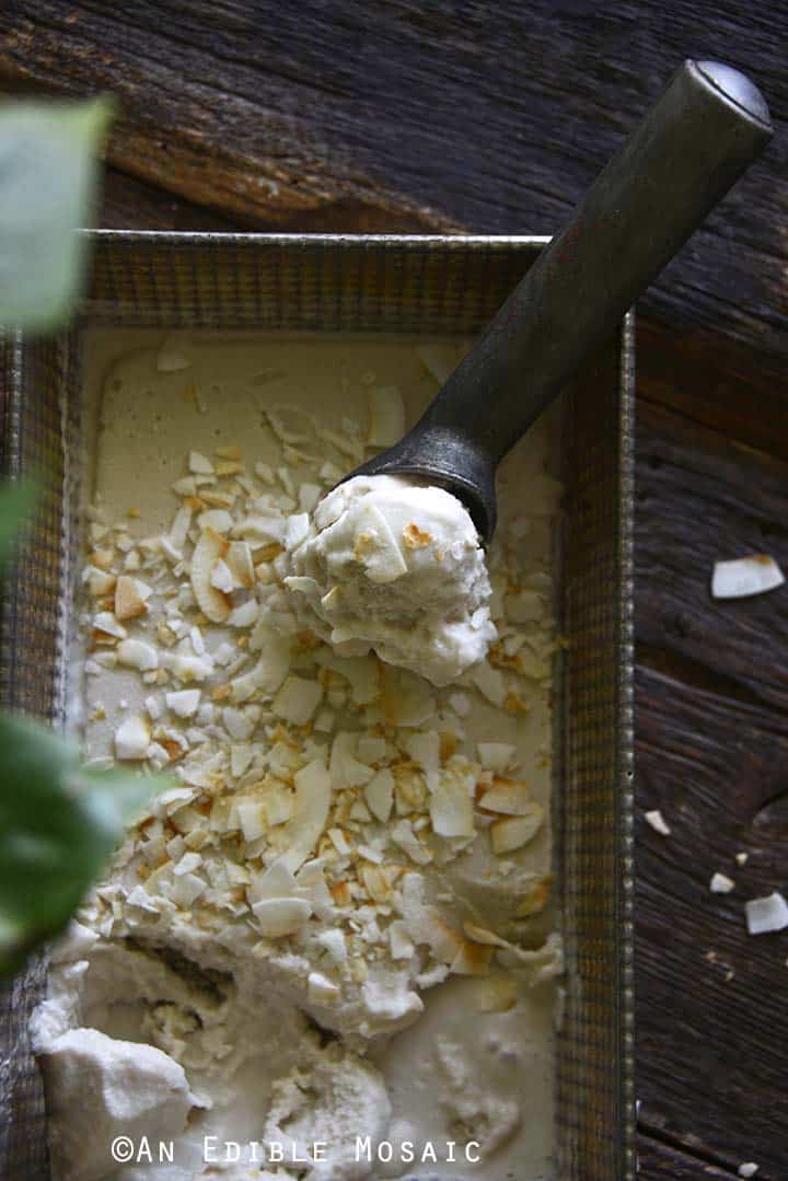 Coconut Ice Cream in Vintage Metal Container