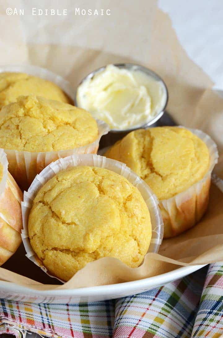 Front View of Platter of Cornbread Muffins