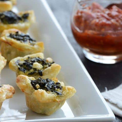 3-Ingredient Puff Pastry Bites with Roasted Red Peppers & Feta