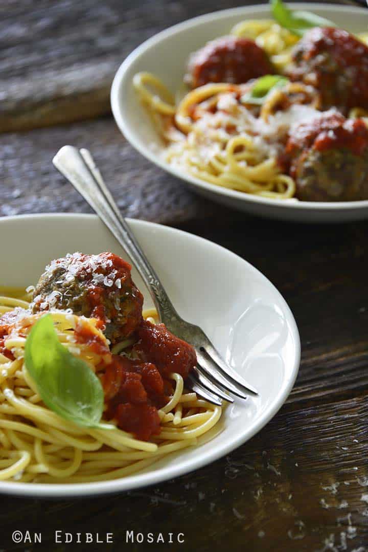 Close Up Front View of Traditional Italian Style Beef Meatballs