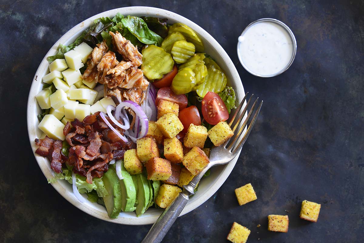 keto barbecue chicken salad with leftovers