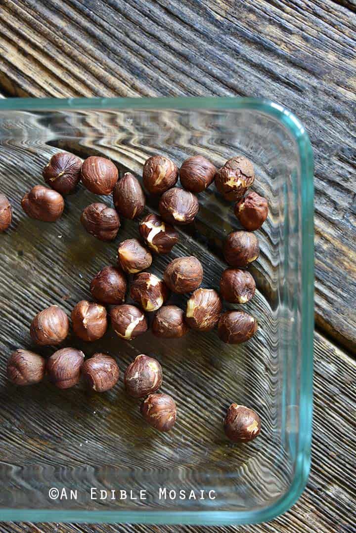 Roasted Hazelnuts in Glass Dish