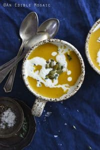 Easy Butternut Squash Soup Recipe with Small Dish of Salt
