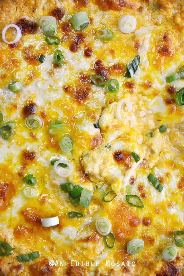 Overhead View Close Up of Buffalo Chicken Dip