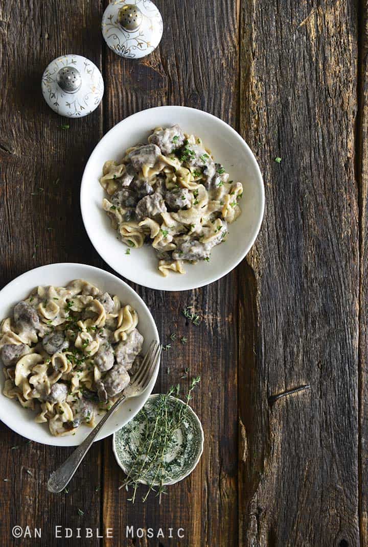Two Bowls of Easy Beef Stroganoff