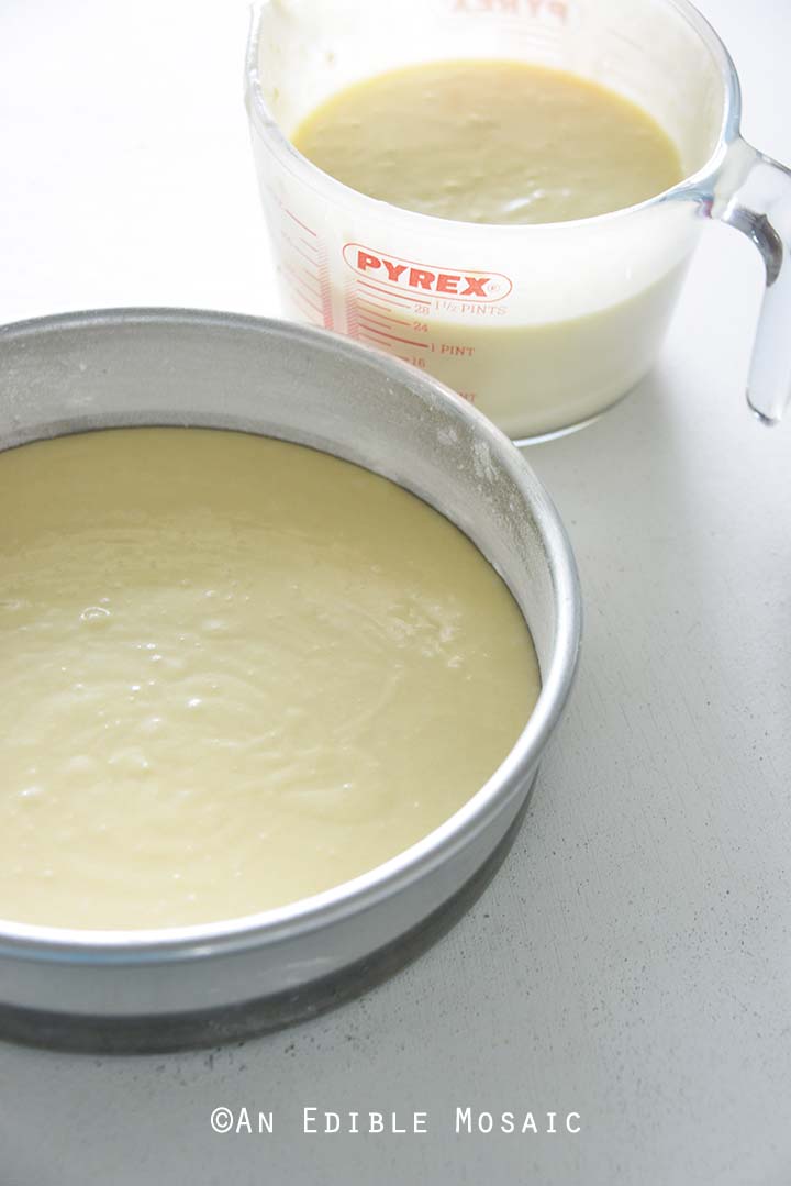 Pouring Half Cake Batter Into Pan
