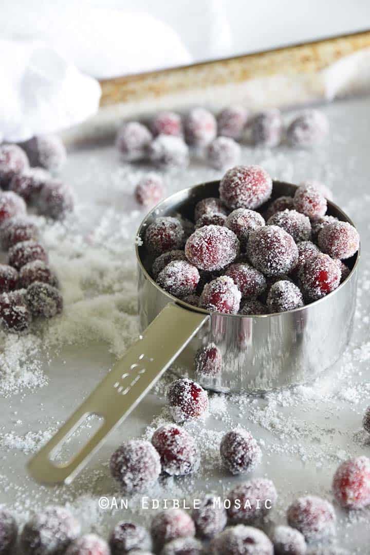 Sugared Cranberries in Measuring Cup
